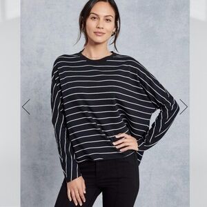 Frank & Eileen Lab Oversized Continuous Sleeve Sweatshirt Black/White Stripe Sm